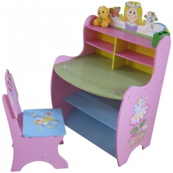  Birou copii cu etajera Fairy si scaunel cu spatar din lemn MDF Liberty House Toys OnlyToys